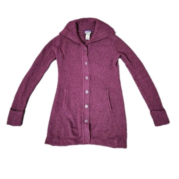 Patagonia Women’s Sz (S) Maroon 100% Merino Wool Sweater Coat Cardigan Jacket - Picture 1 of 7